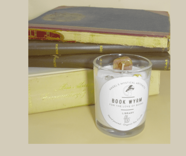 🐉✨ Book Wyrm Crystal Candle – Library Edition ✨🐉